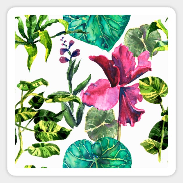 Seamless tropical flower Sticker by Olga Berlet